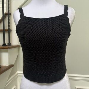 House of Harlow 1960 Crochet Black Ribbed Tank Sweater XS